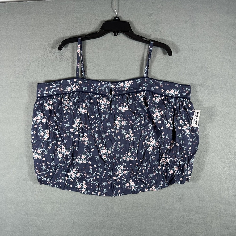 Old Navy Women's Floral‎ Shirred Cami Top XXL Blue Pink Cotton Blend New NWT